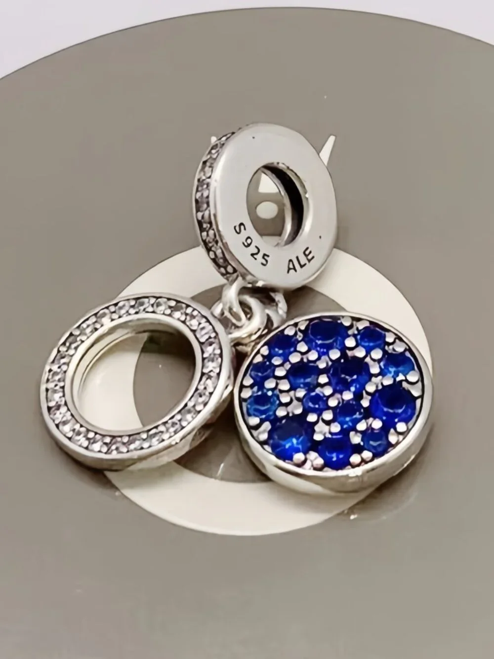 Pandora Sparkling Blue Disc Double Dangle Charm